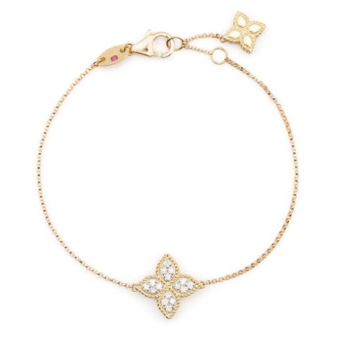 18kt yellow gold diamond Princess Flower bracelet